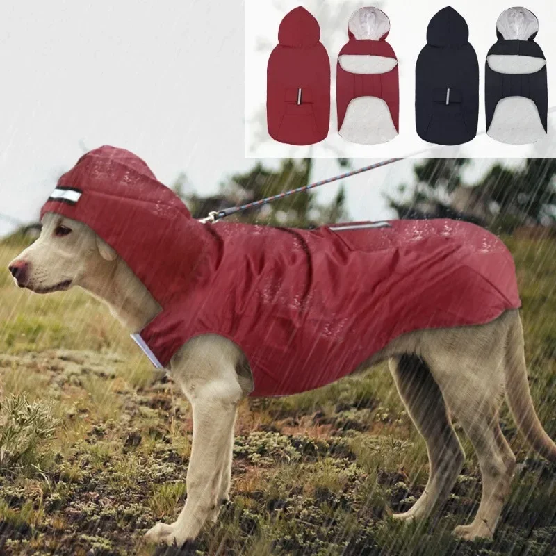 Dog Raincoat - สุนัขขนาดกลางขนาดใหญ่กันน้ํา Hooded JACKET เสื้อผ้าฝนแถบสะท้อนแสงกลางแจ้งเสื้อกันฝนอุปกรณ์เสริม