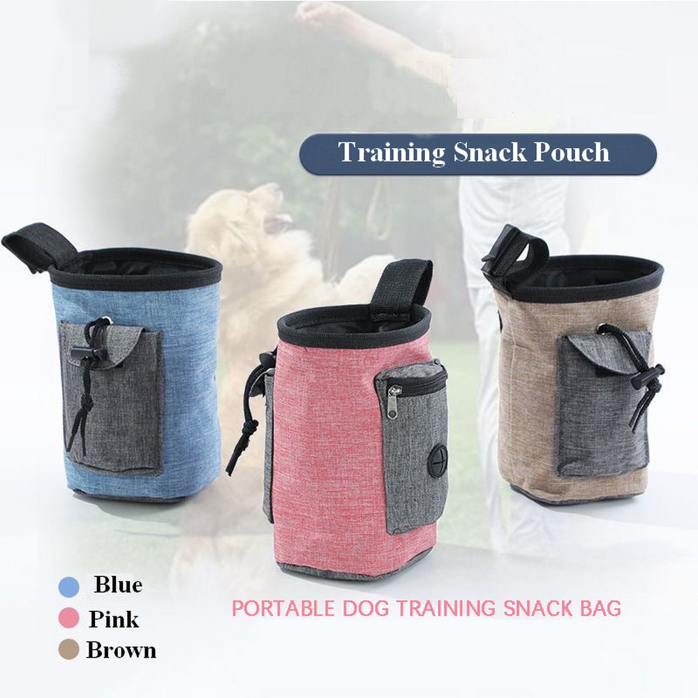 Training Clicker Dog - กระเป๋าใส่อาหารสัตว์เลี้ยงแบบพกพาปรับได้เข็มขัดพับได้ชามอเนกประสงค์สำหรับฝึกสุนัขกลางแจ้ง