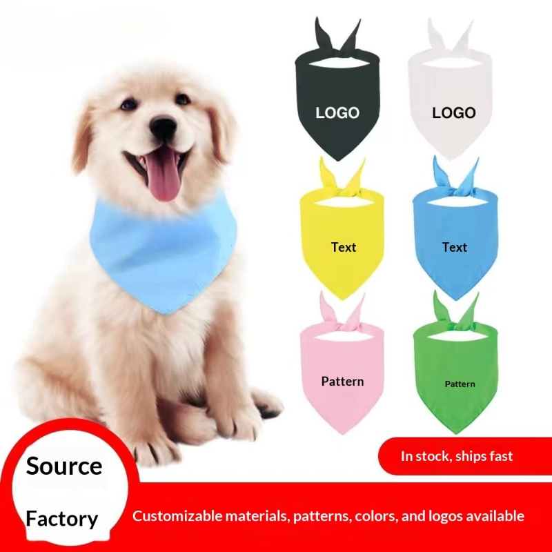 Dog Bandana Scarf - ผ้าพันคอสามเหลี่ยมสีพื้นพิมพ์โลโก้ตามสั่งสำหรับงานแต่งงาน งานปาร์ตี้ ผู้ชาย ผู้หญิง ผ้าพันคอสัตว์เลี้ยง สุนัข