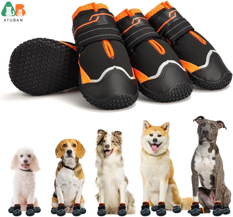 Dog Booties Paw Protector - ATUBAN รองเท้าสุนัขสําหรับสุนัข Anti-SLIP รองเท้าสุนัข & PAW