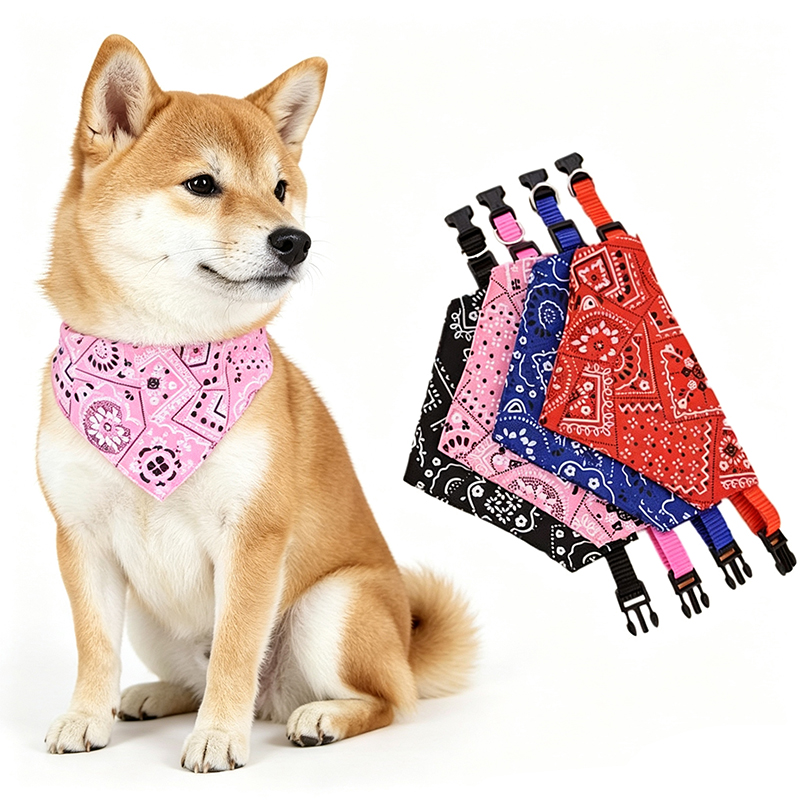 Dog Bandana Scarf - ผ้าพันคอสามเหลี่ยมสำหรับสัตว์เลี้ยง ปรับขนาดได้ สำหรับสุนัขและแมว ผ้าพันคอพิมพ์ลาย ผ้าพันคอสำหรับลูกสุนัข ผ้ากันเปื้อน