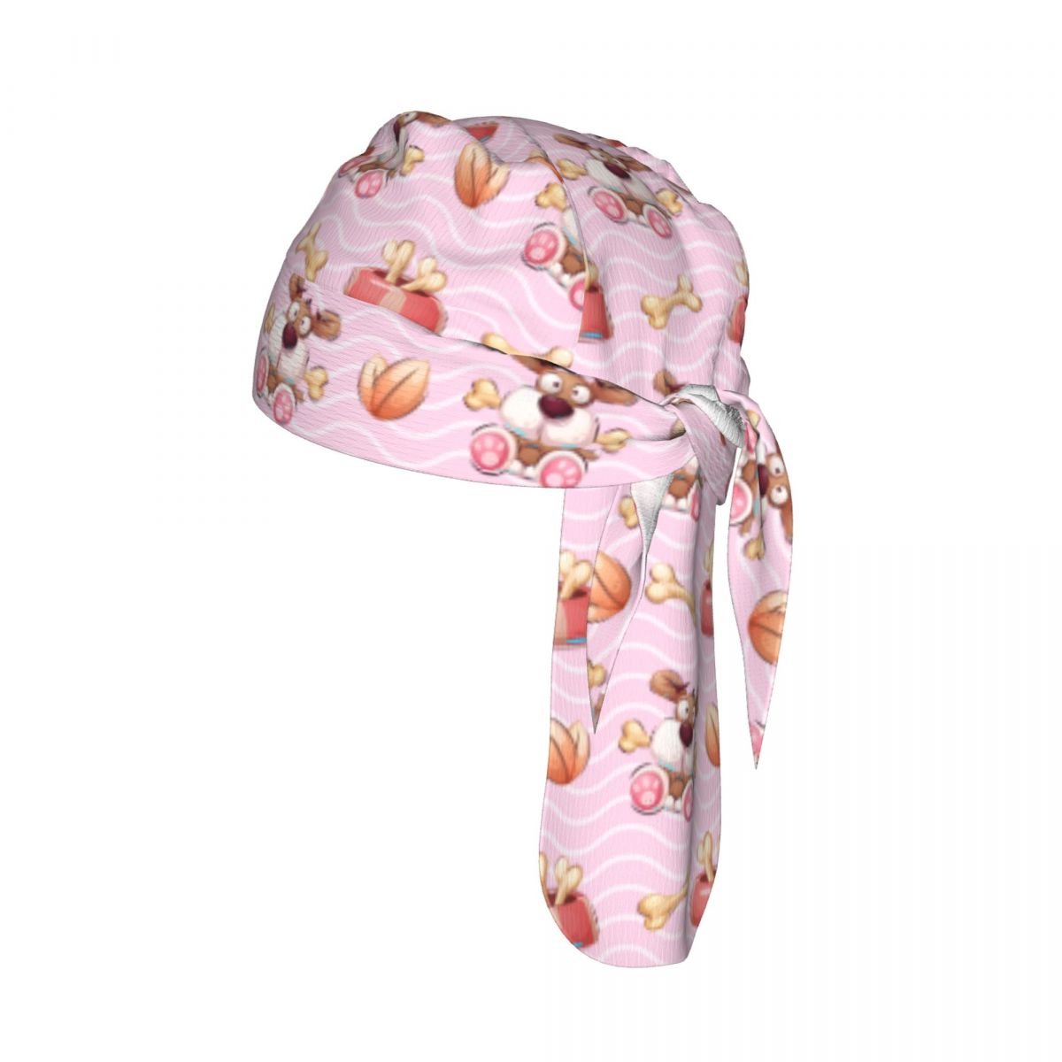 Dog Bandana Scarf - หมวกปั่นจักรยานแห้งเร็ว ระบายอากาศได้ดี ผ้าพันคอสีชมพู ลายสุนัขพร้อมกระดูก สำหรับวิ่งกลางแจ้ง เดินป่า