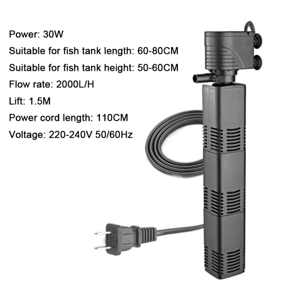 Fish Tank Filter Pump - ตัวกรองตู้ปลาพลาสติก 3 in 1 กำลังไฟ 4/6/12/20/30