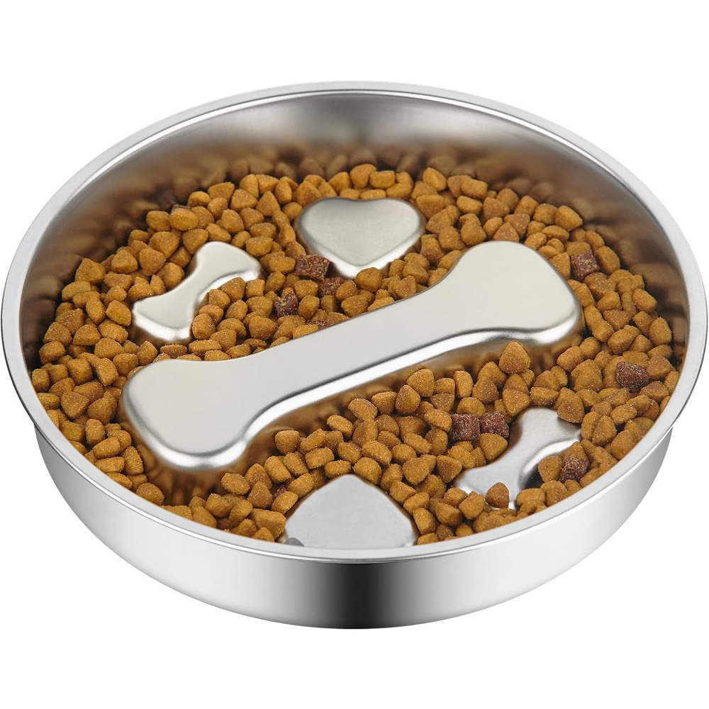 Royal Canin Food Medium - ชามอาหารสุนัขแบบชะลอการกิน สแตนเลส ไม่ลื่น สำหรับลูกสุนัขหรือแมว ชามอาหารแบบปริศนา สำหรับสุนัขพันธุ์ขนาดกลาง