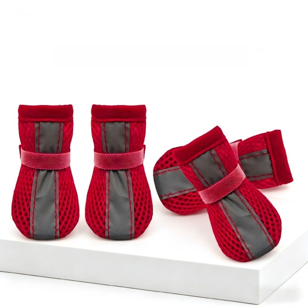 Dog Booties Paw Protector - 4 ชิ้น/ชุด รองเท้าสุนัขกันลื่น ทนทาน ระบายอากาศได้ดี สายรัดปรับได้