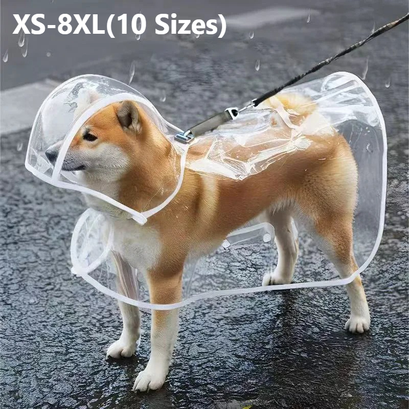 Dog Raincoat - เสื้อกันฝนสำหรับสัตว์เลี้ยง XS-8XL เสื้อกันฝนสุนัขแบบใส กันน้ำและกันลม เสื้อผ้าสัตว์เลี้ยงสำหรับสุนัขขนาดใหญ่ ชุดสัตว์เลี้ยงสำหรับวันฝนตก