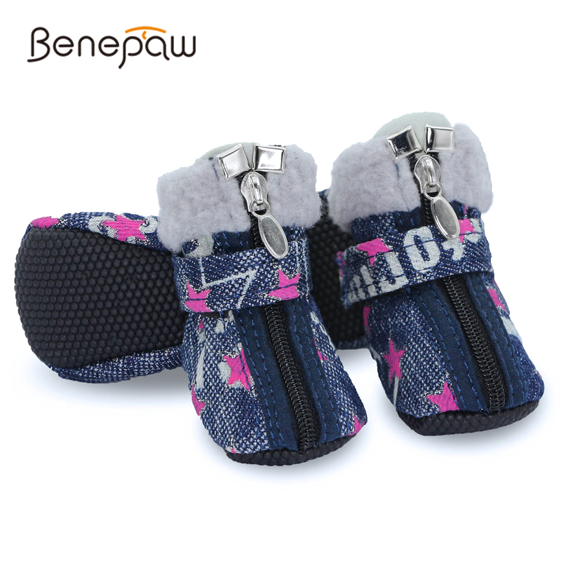 Dog Booties Paw Protector - Benepaw สุนัขฤดูหนาวรองเท้าสบายหิมะสัตว์เลี้ยง Booties Sole Anti-Slip ที่ทนทาน