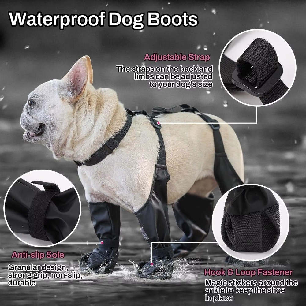 รองเท้าสุนัขกันน้ำกันลื่น ปรับ - Dog Booties Paw Protector บทวิจารณ์และราคา