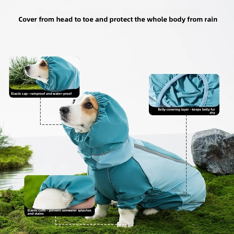 เสื้อกันฝนสุนัขแบบเต็มตัว ปี 2 - Dog Raincoat บทวิจารณ์และราคา
